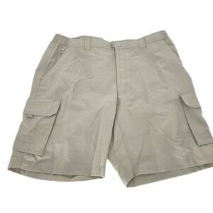 LL Bean Shorts Men XL 38x10 Beige Outdoor Hike Cargo Partial Elastic Waist Khak
